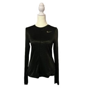 Nike Black & Gold Stripe Dri Fit Athletic Shirt Size XS